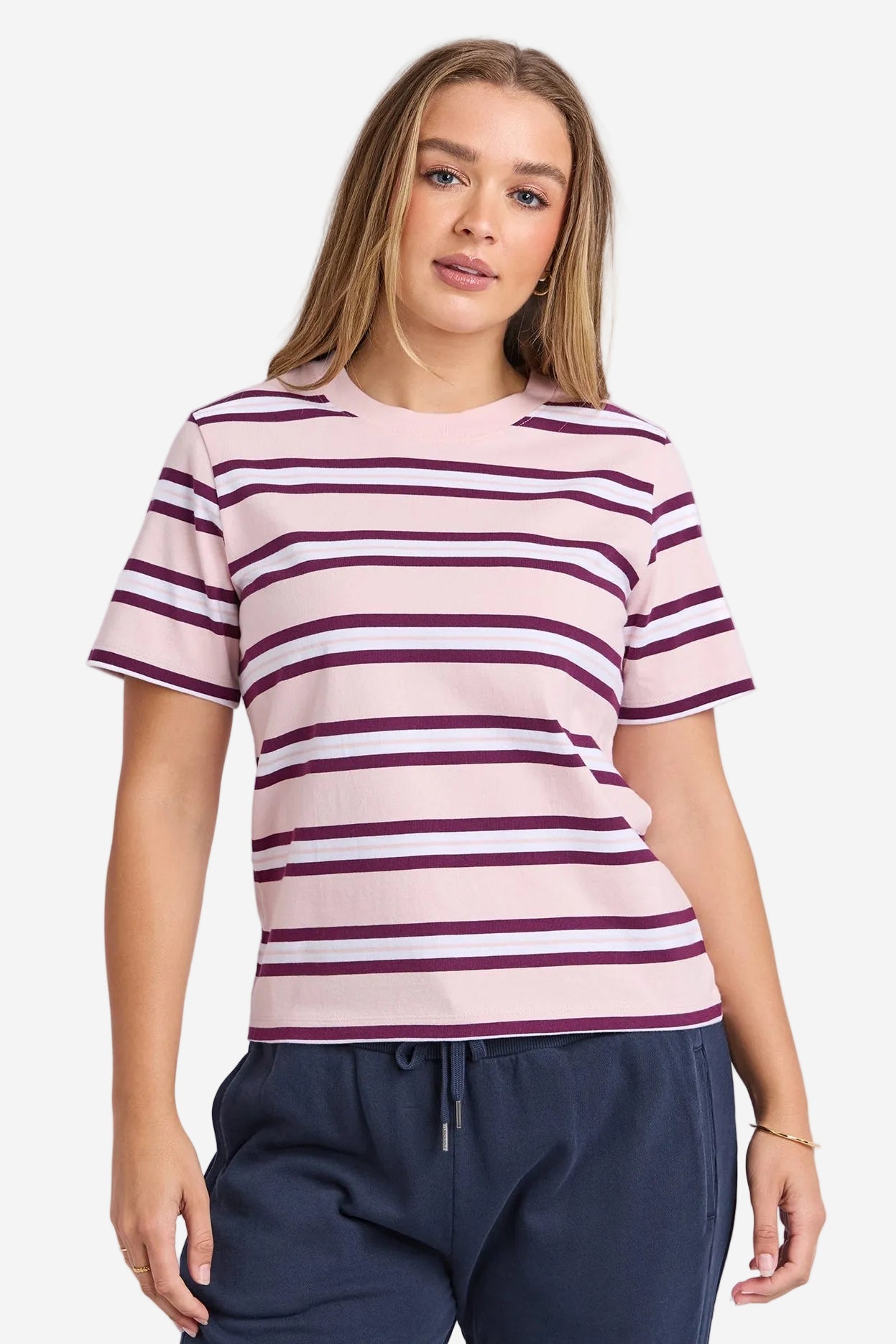 FOXWOOD PURE STRIPE TEE - LIGHT PINK - THE VOGUE STORE