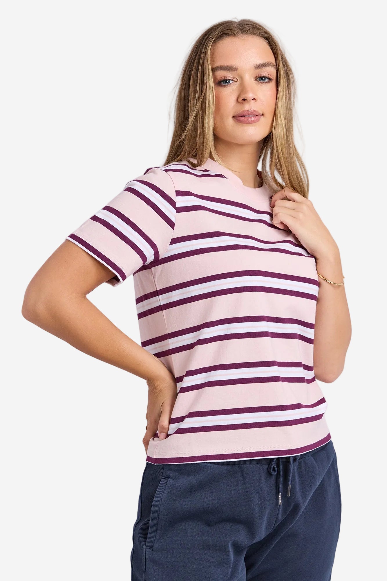 FOXWOOD PURE STRIPE TEE - LIGHT PINK - THE VOGUE STORE