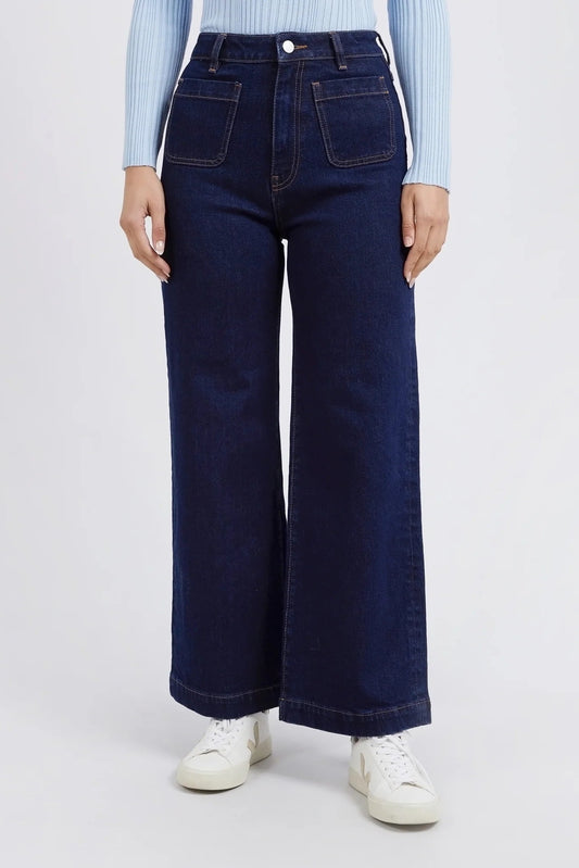FOXWOOD SARAH WIDE LEG JEAN - DARK BLUE - THE VOGUE STORE