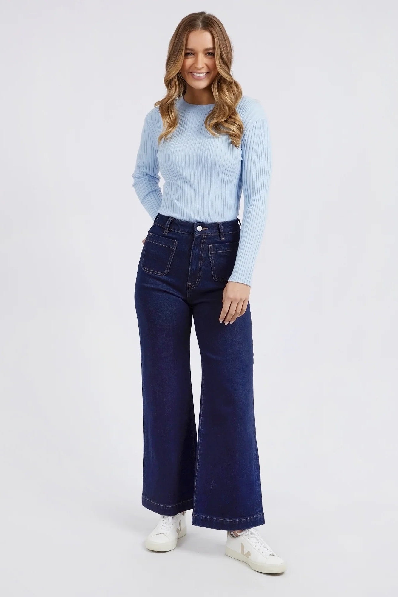 FOXWOOD SARAH WIDE LEG JEAN - DARK BLUE - THE VOGUE STORE