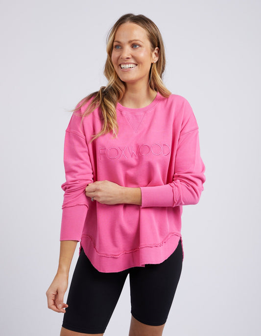 FOXWOOD SIMPLIFIED CREW - BRIGHT PINK - THE VOGUE STORE