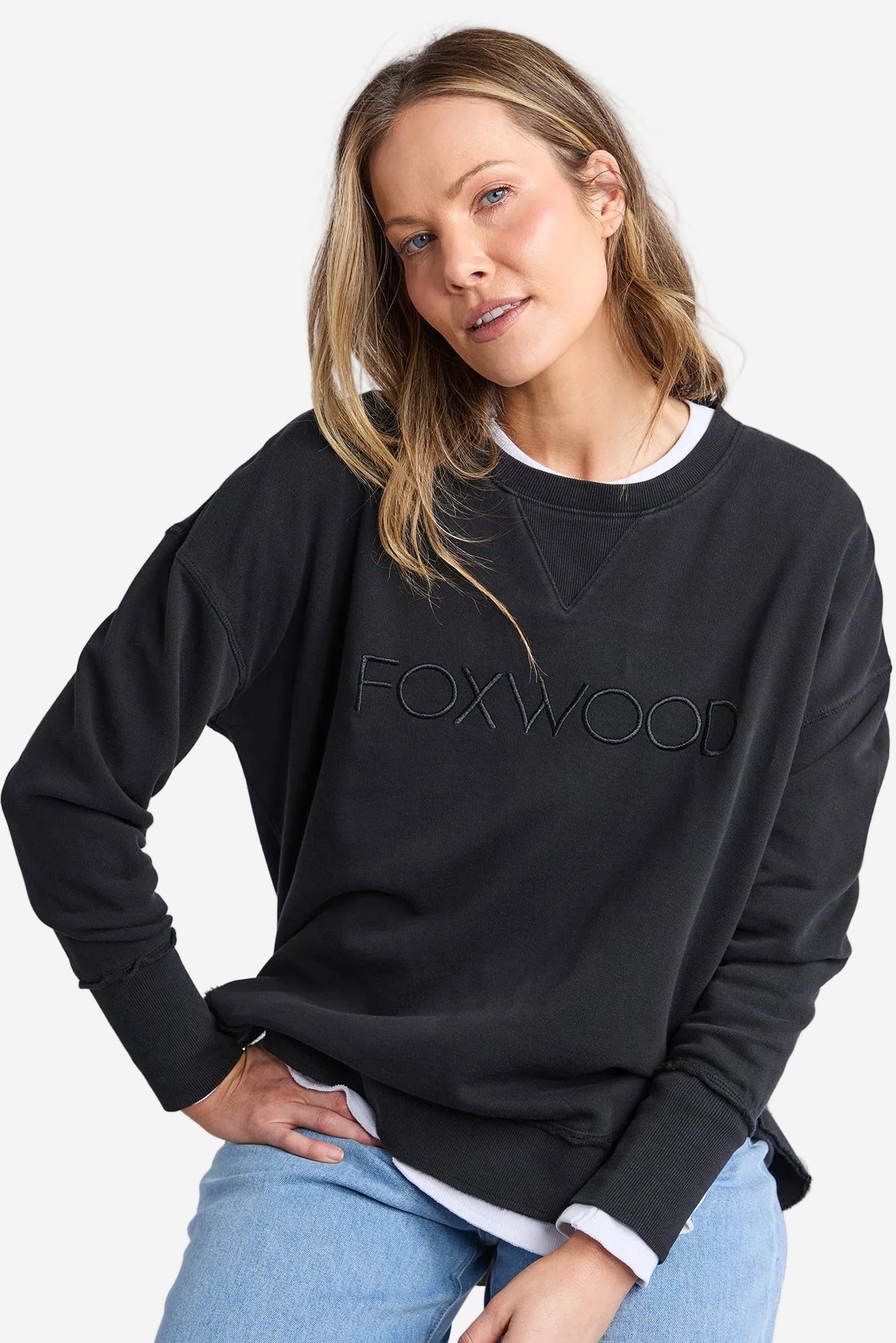 FOXWOOD SIMPLIFIED CREW - BLACK ON BLACK - THE VOGUE STORE