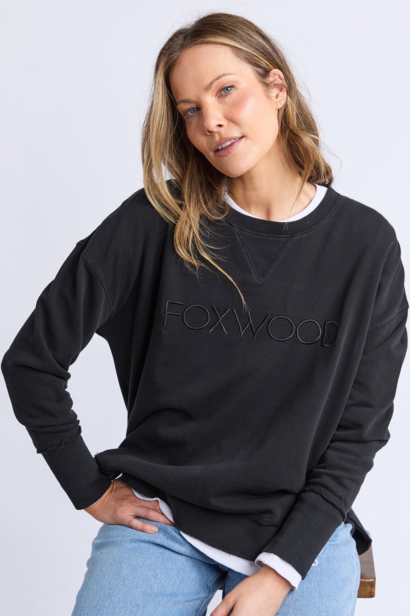 FOXWOOD SIMPLIFIED CREW - BLACK ON BLACK - THE VOGUE STORE
