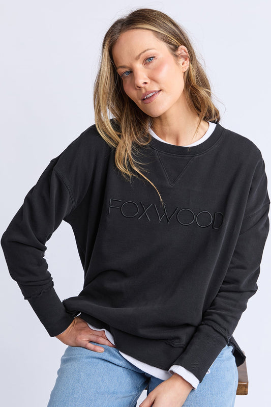 FOXWOOD SIMPLIFIED CREW - BLACK ON BLACK - THE VOGUE STORE
