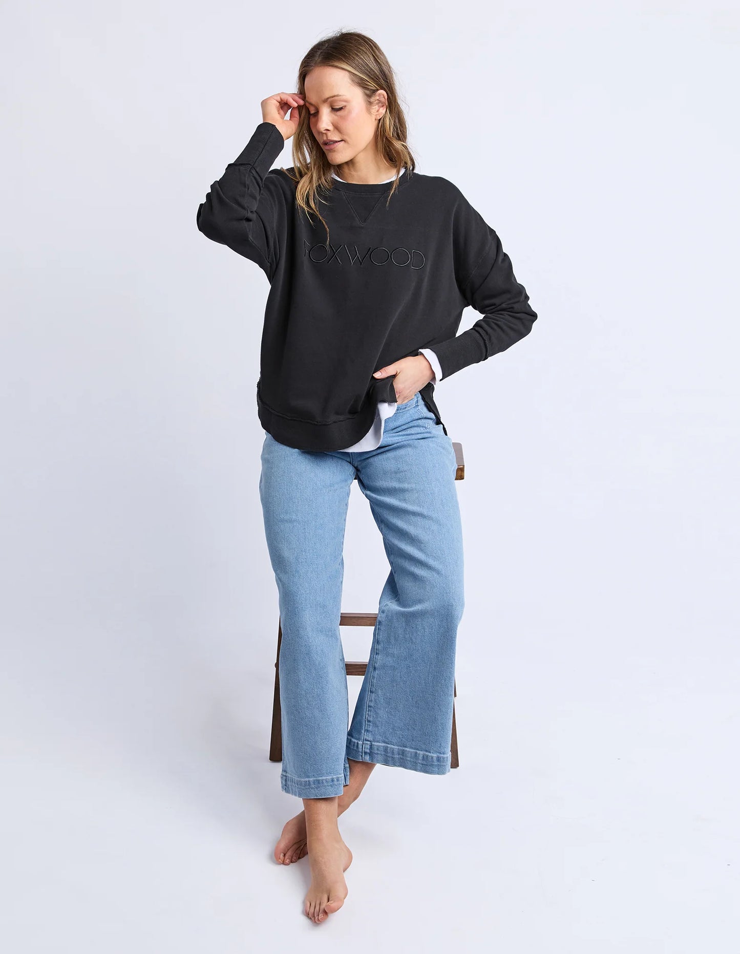 FOXWOOD SIMPLIFIED CREW - BLACK ON BLACK - THE VOGUE STORE