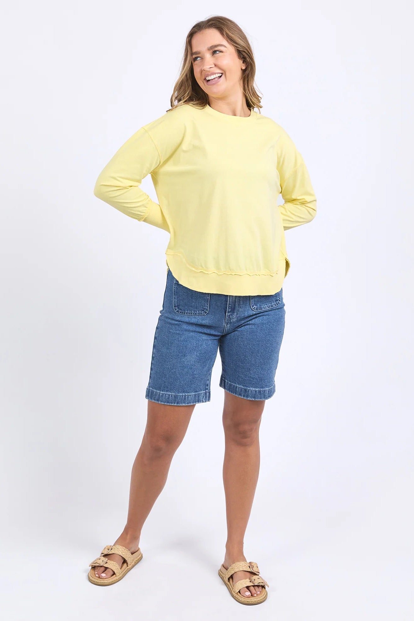 FOXWOOD FARRAH LONG SLEEVE TOP - LEMON - THE VOGUE STORE