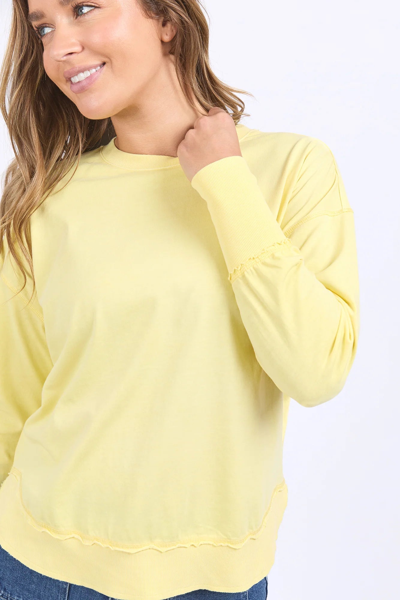 FOXWOOD FARRAH LONG SLEEVE TOP - LEMON - THE VOGUE STORE