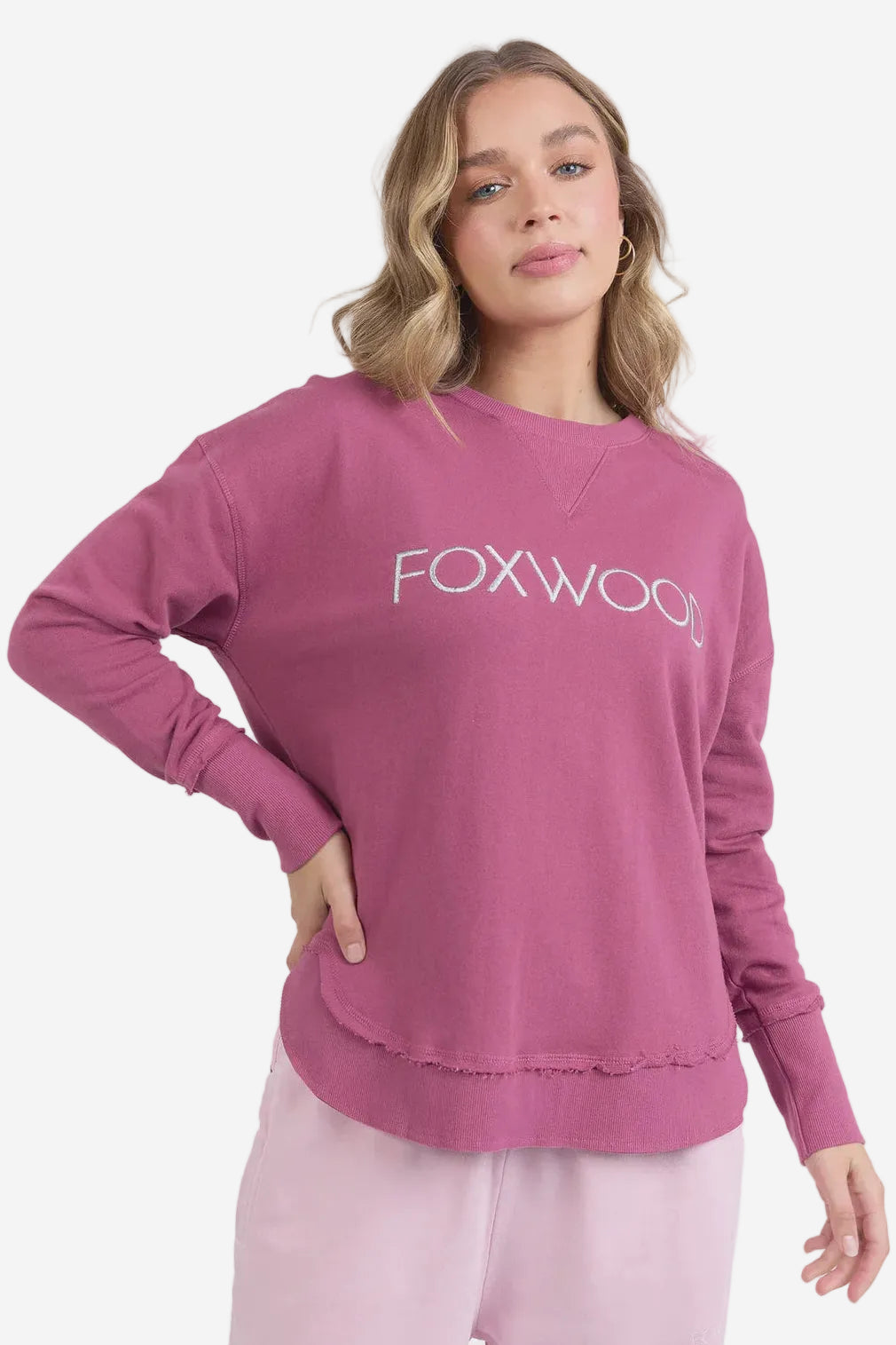 FOXWOOD SIMPLIFIED METALLIC  CREW - PORT WITH SILVER - THE VOGUE STORE