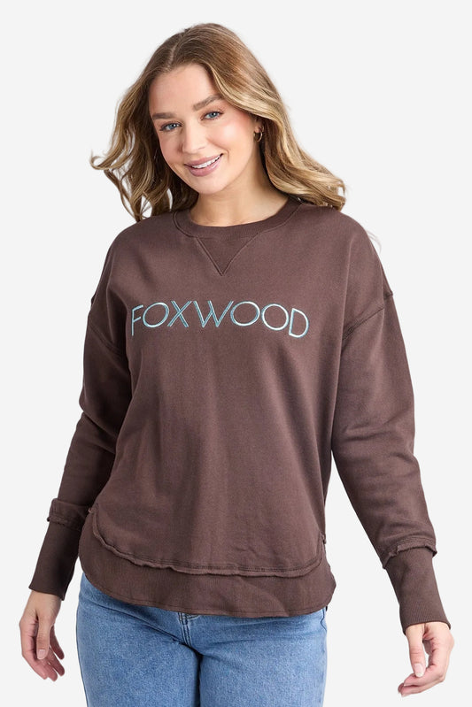 FOXWOOD SIMPLIFIED METALLIC CREW - COFFEE / LIGHT BLUE - THE VOGUE STORE
