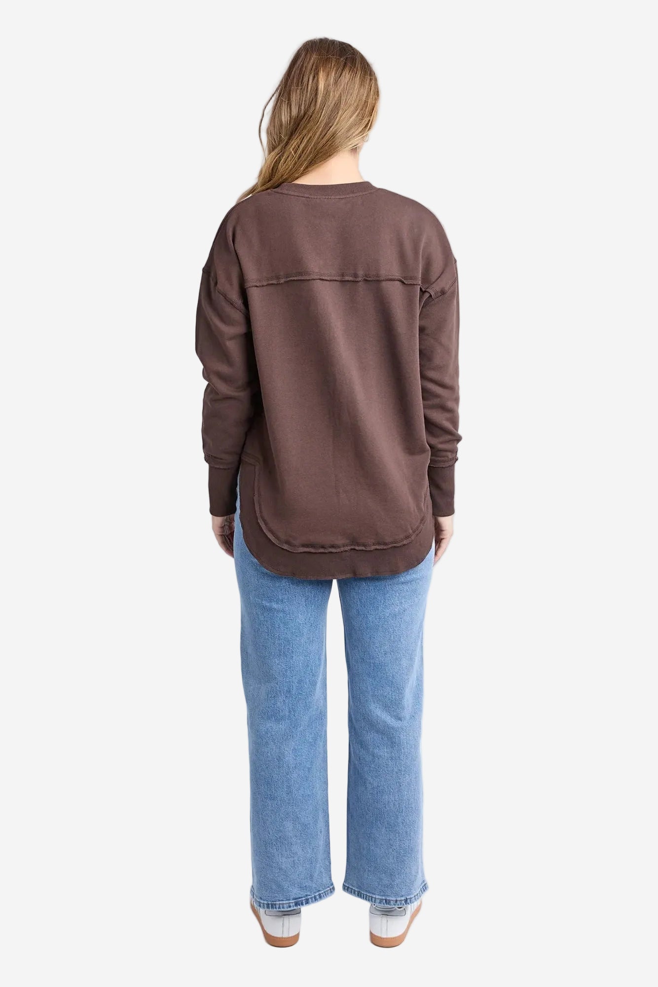 FOXWOOD SIMPLIFIED METALLIC CREW - COFFEE / LIGHT BLUE - THE VOGUE STORE