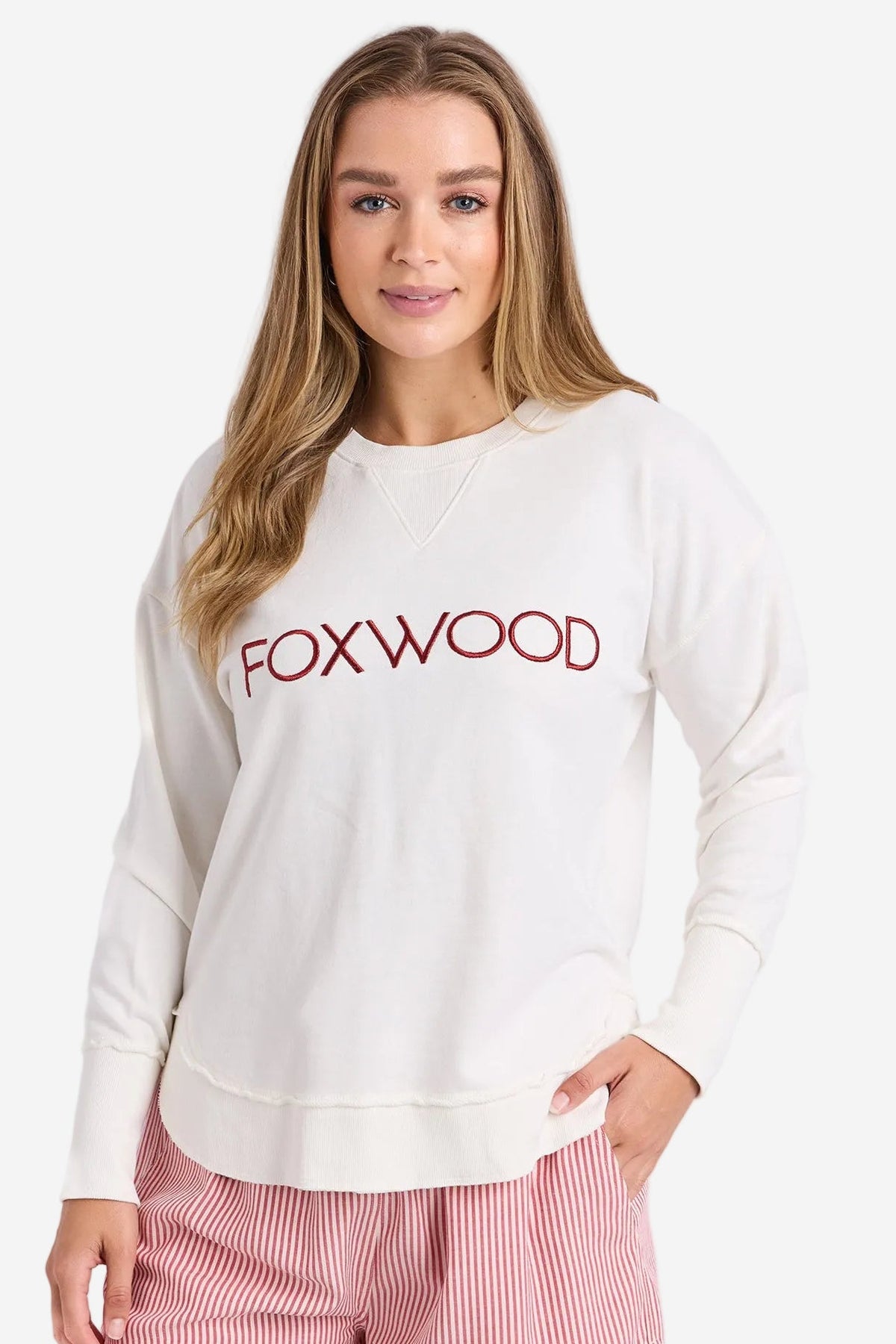 FOXWOOD SIMPLIFIED METALLIC CREW - ECRU - THE VOGUE STORE