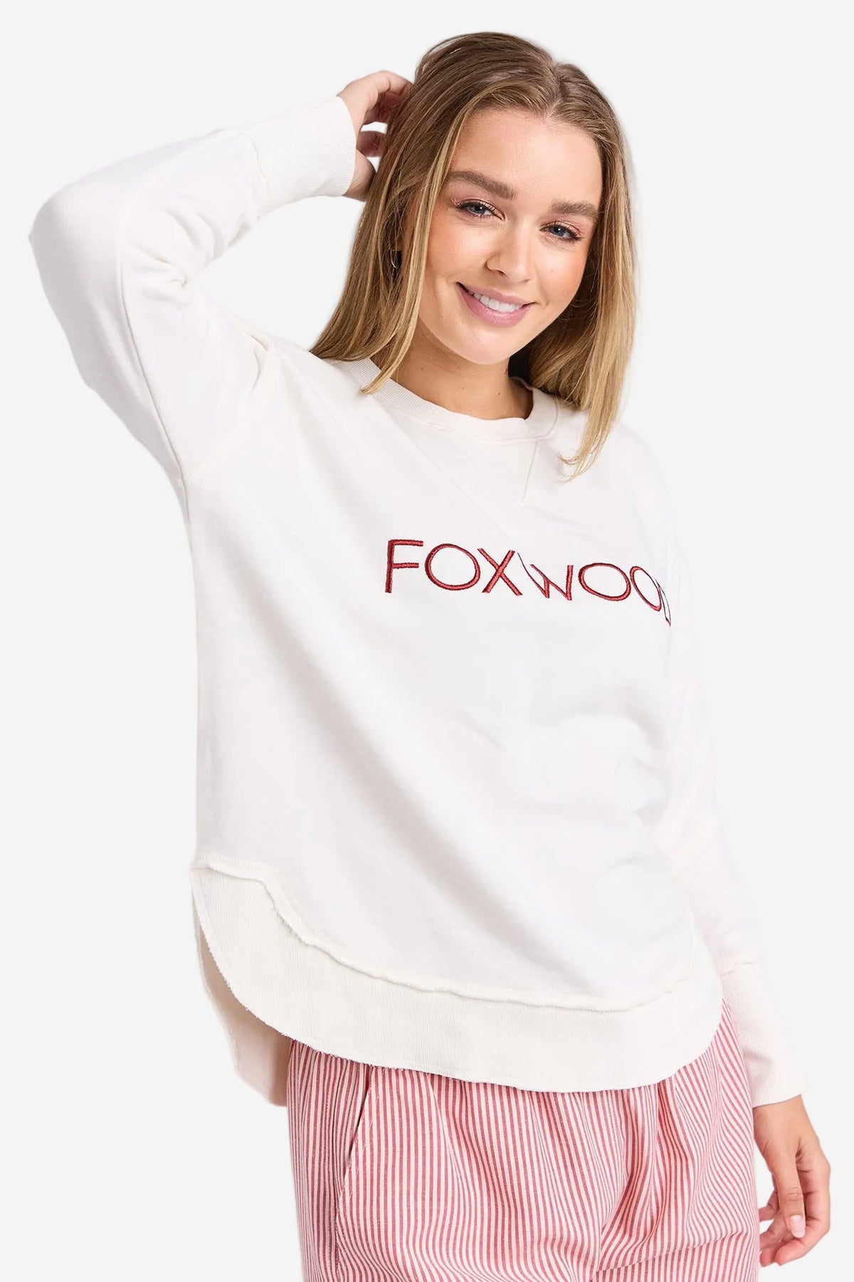 FOXWOOD SIMPLIFIED METALLIC CREW - ECRU - THE VOGUE STORE