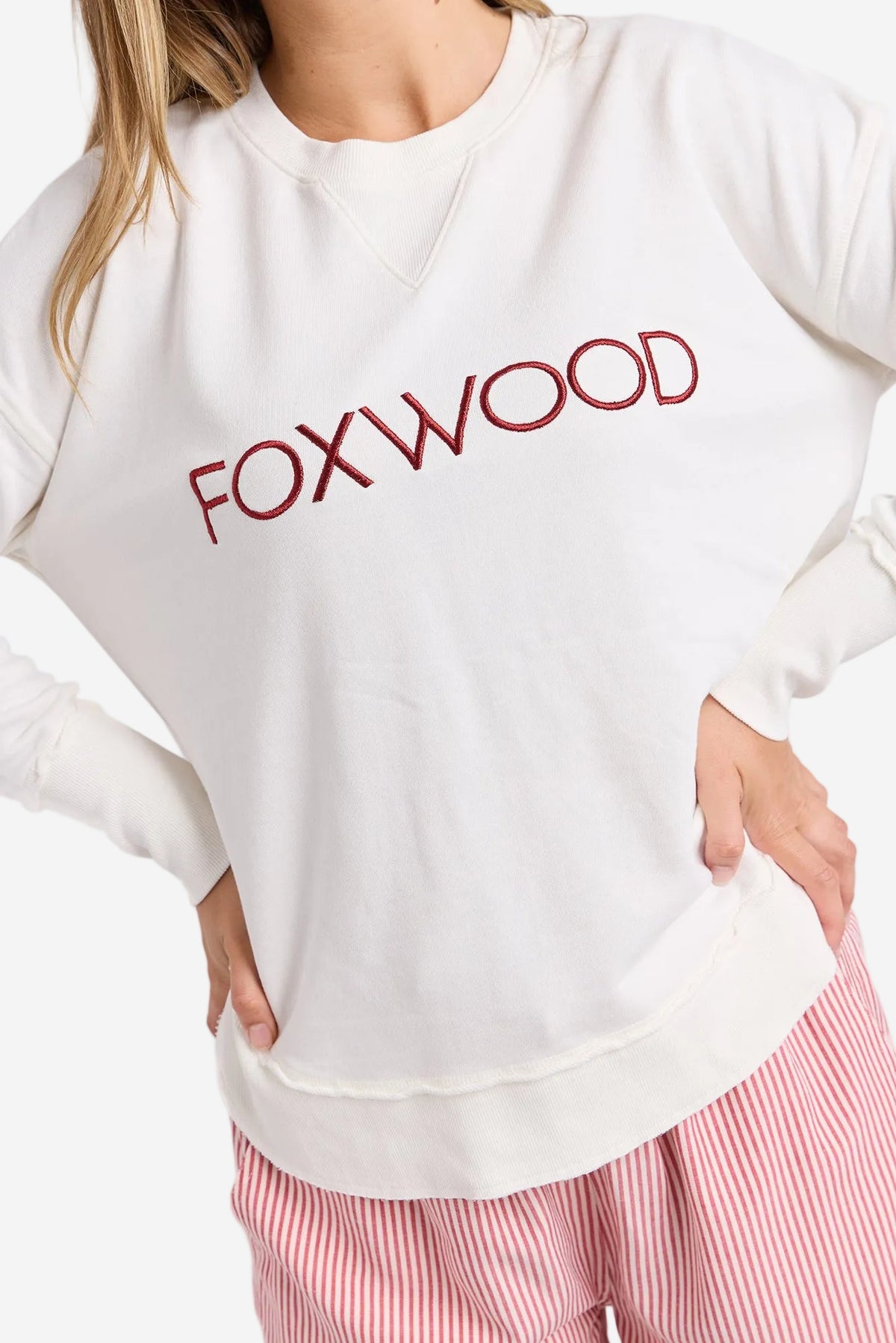 FOXWOOD SIMPLIFIED METALLIC CREW - ECRU - THE VOGUE STORE