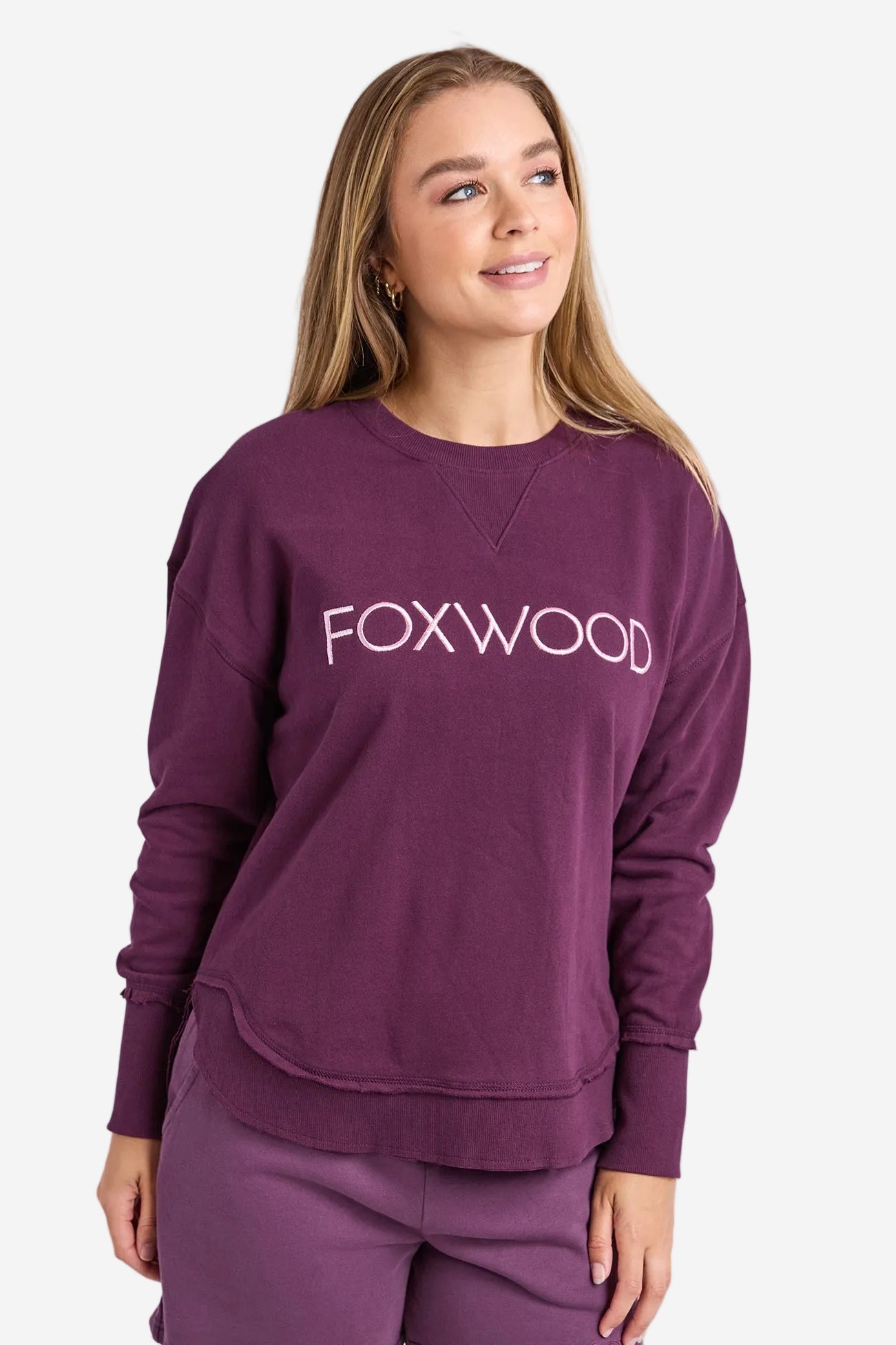 FOXWOOD SIMPLIFIED METALLIC CREW - PLUM - THE VOGUE STORE