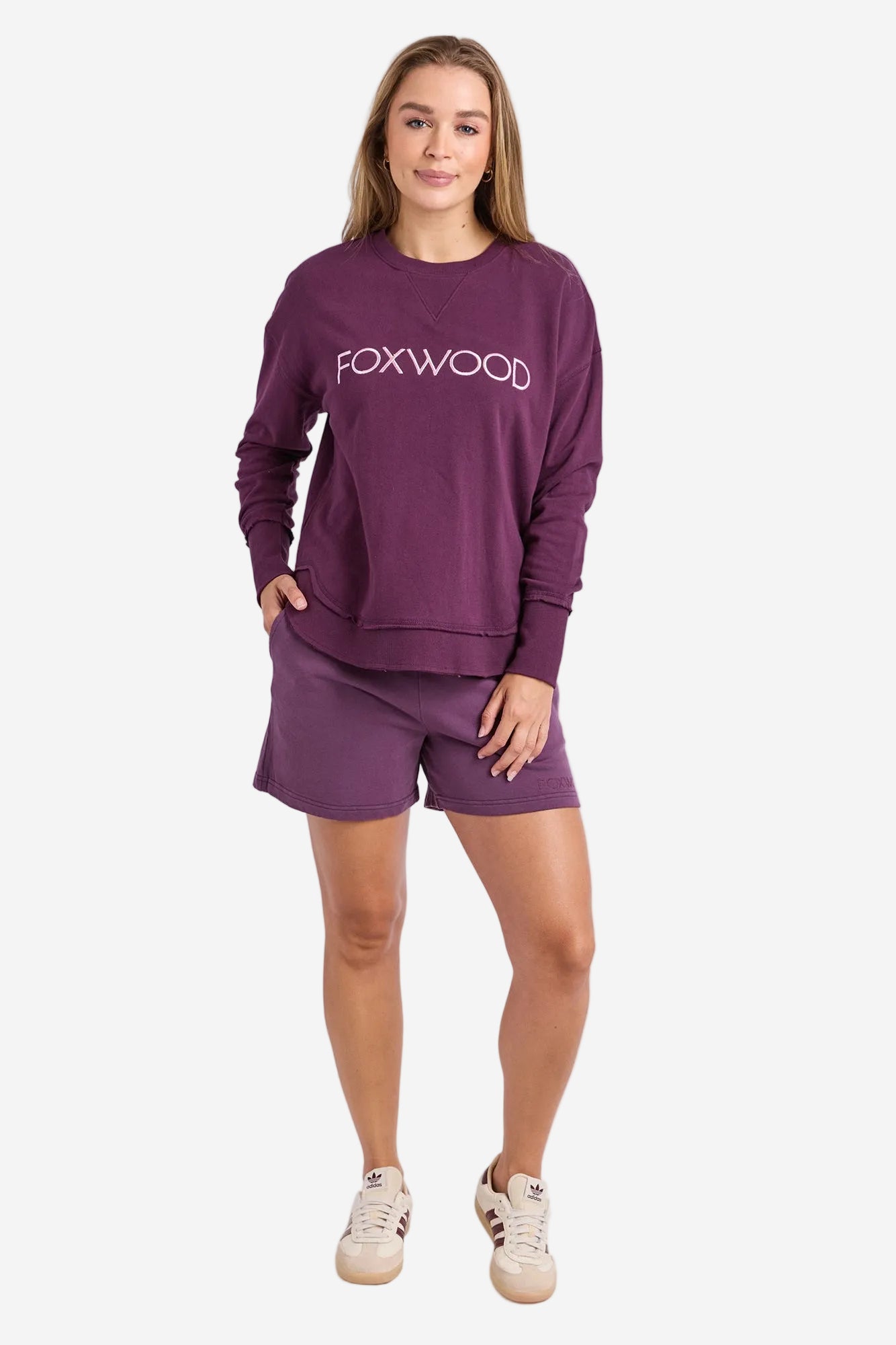 FOXWOOD SIMPLIFIED METALLIC CREW - PLUM - THE VOGUE STORE