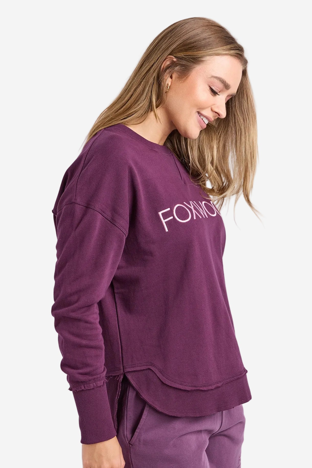 FOXWOOD SIMPLIFIED METALLIC CREW - PLUM - THE VOGUE STORE