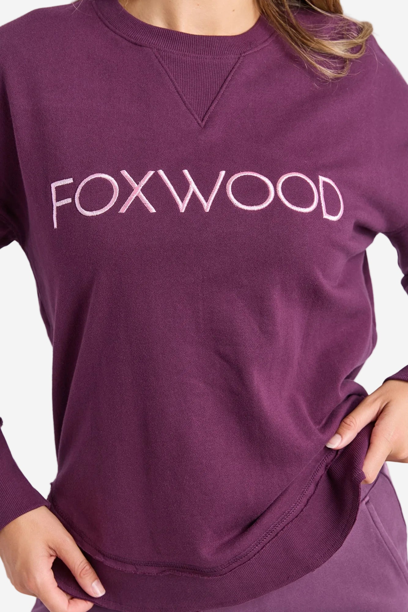 FOXWOOD SIMPLIFIED METALLIC CREW - PLUM - THE VOGUE STORE
