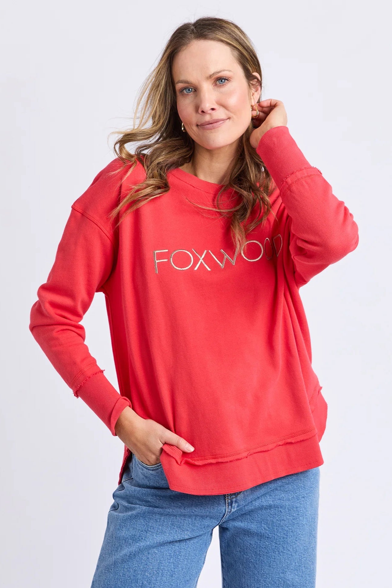 FOXWOOD SIMPLIFIED METALLIC CREW - RED - THE VOGUE STORE