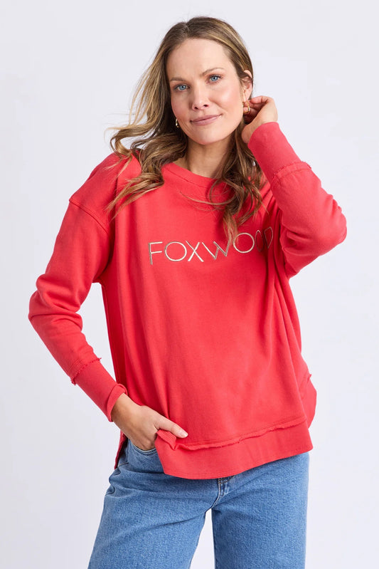 FOXWOOD SIMPLIFIED METALLIC CREW - RED - THE VOGUE STORE