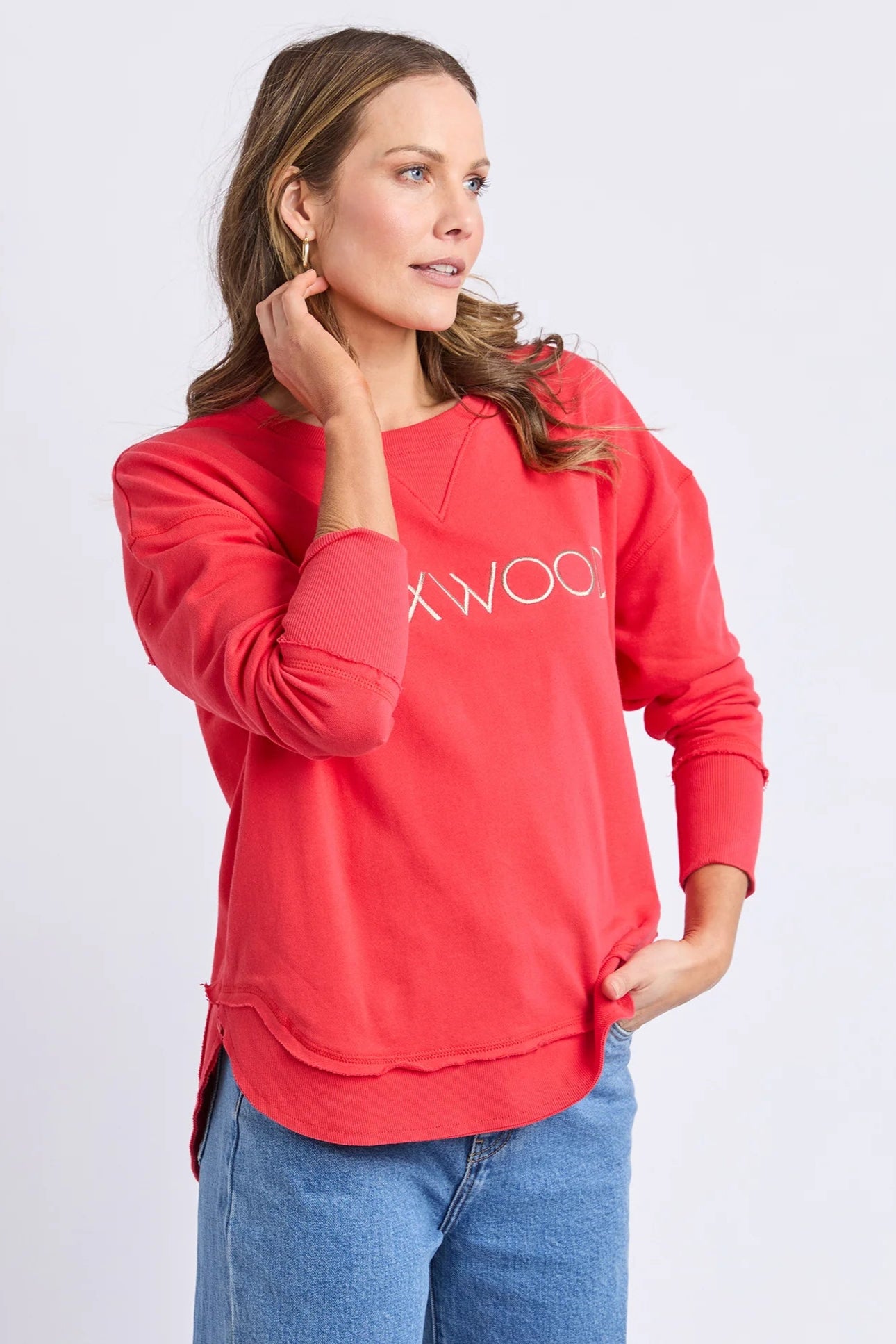 FOXWOOD SIMPLIFIED METALLIC CREW - RED - THE VOGUE STORE