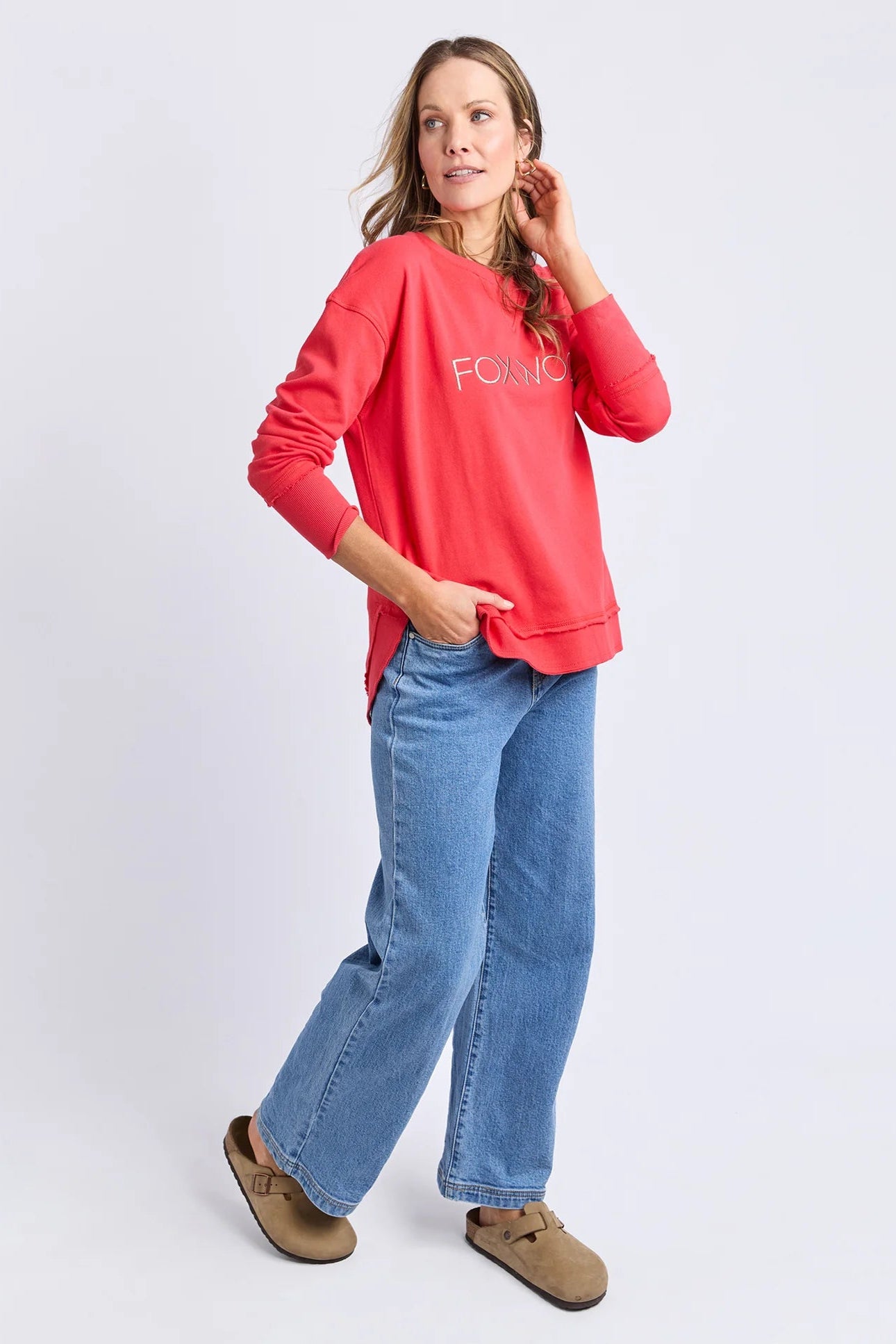 FOXWOOD SIMPLIFIED METALLIC CREW - RED - THE VOGUE STORE