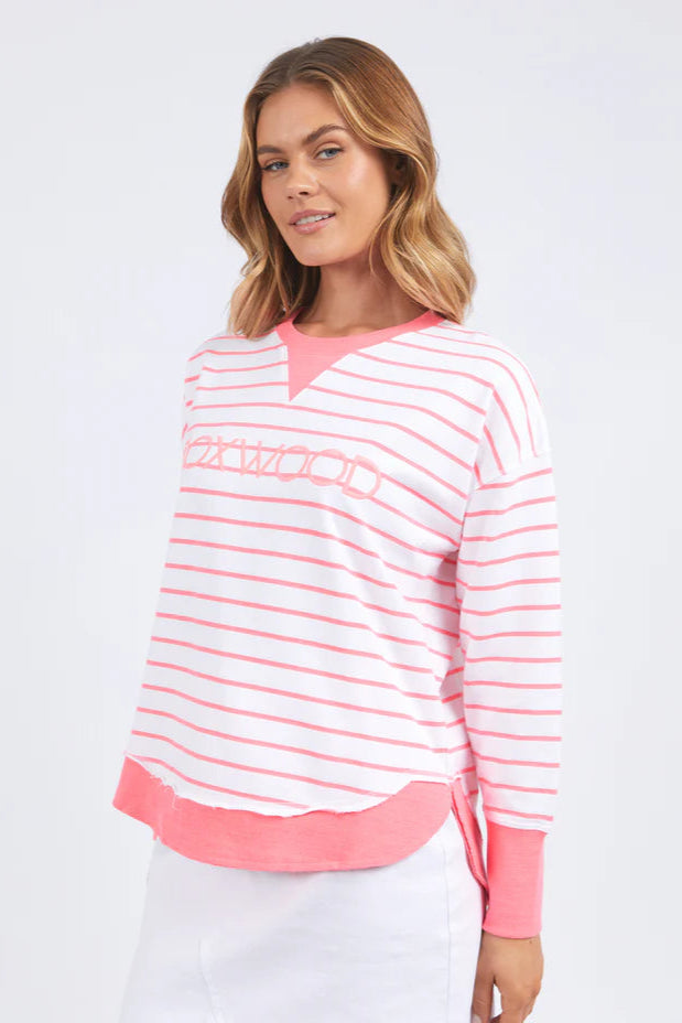 FOXWOOD SIMPLIFIED CREW - STRIPE NEON PINK - THE VOGUE STORE