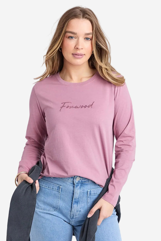 FOXWOOD SIGNATURE L/S TEE - DUSTY ROSE - THE VOGUE STORE