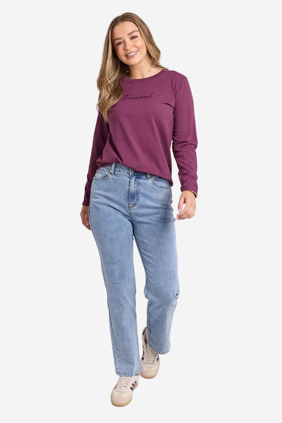 FOXWOOD SIGNATURE LONG SLEEVE TEE - PLUM - THE VOGUE STORE