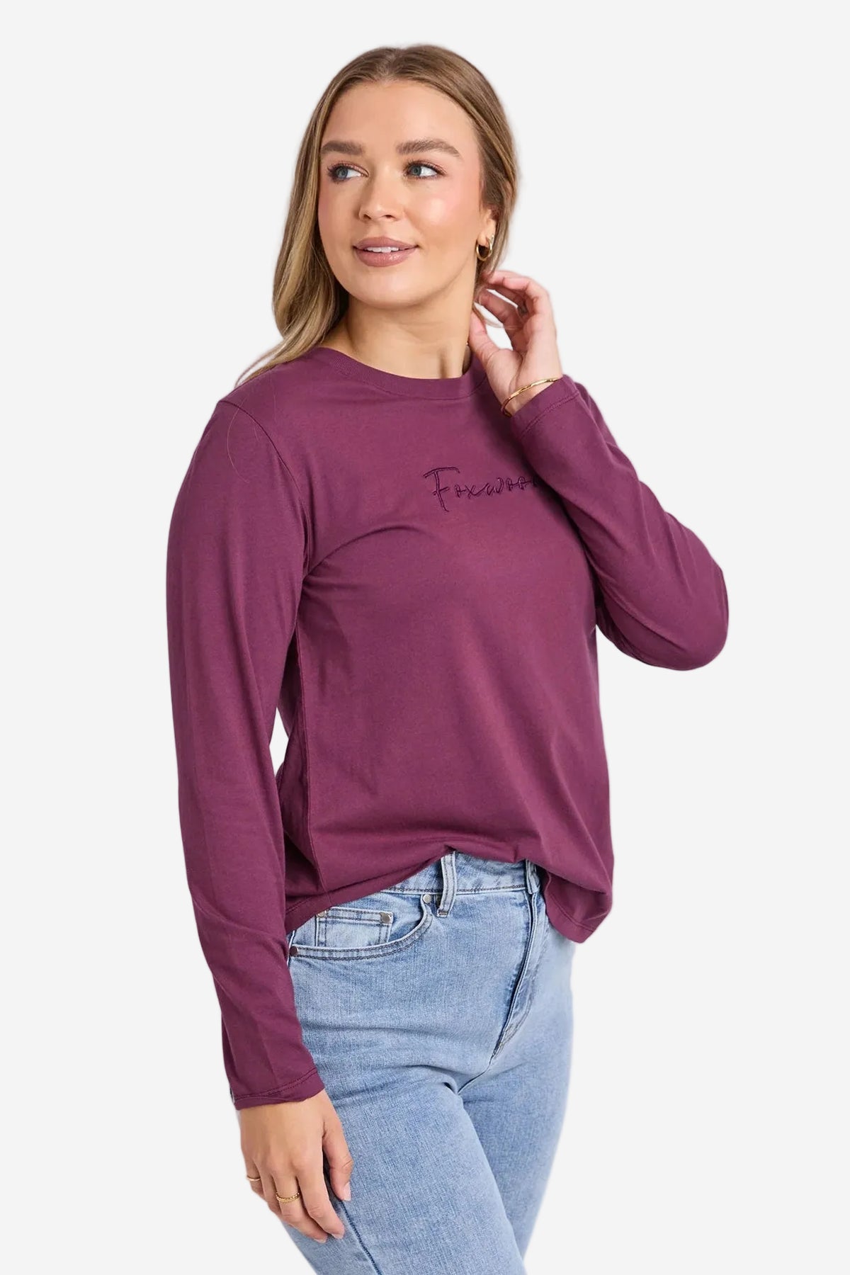 FOXWOOD SIGNATURE LONG SLEEVE TEE - PLUM - THE VOGUE STORE