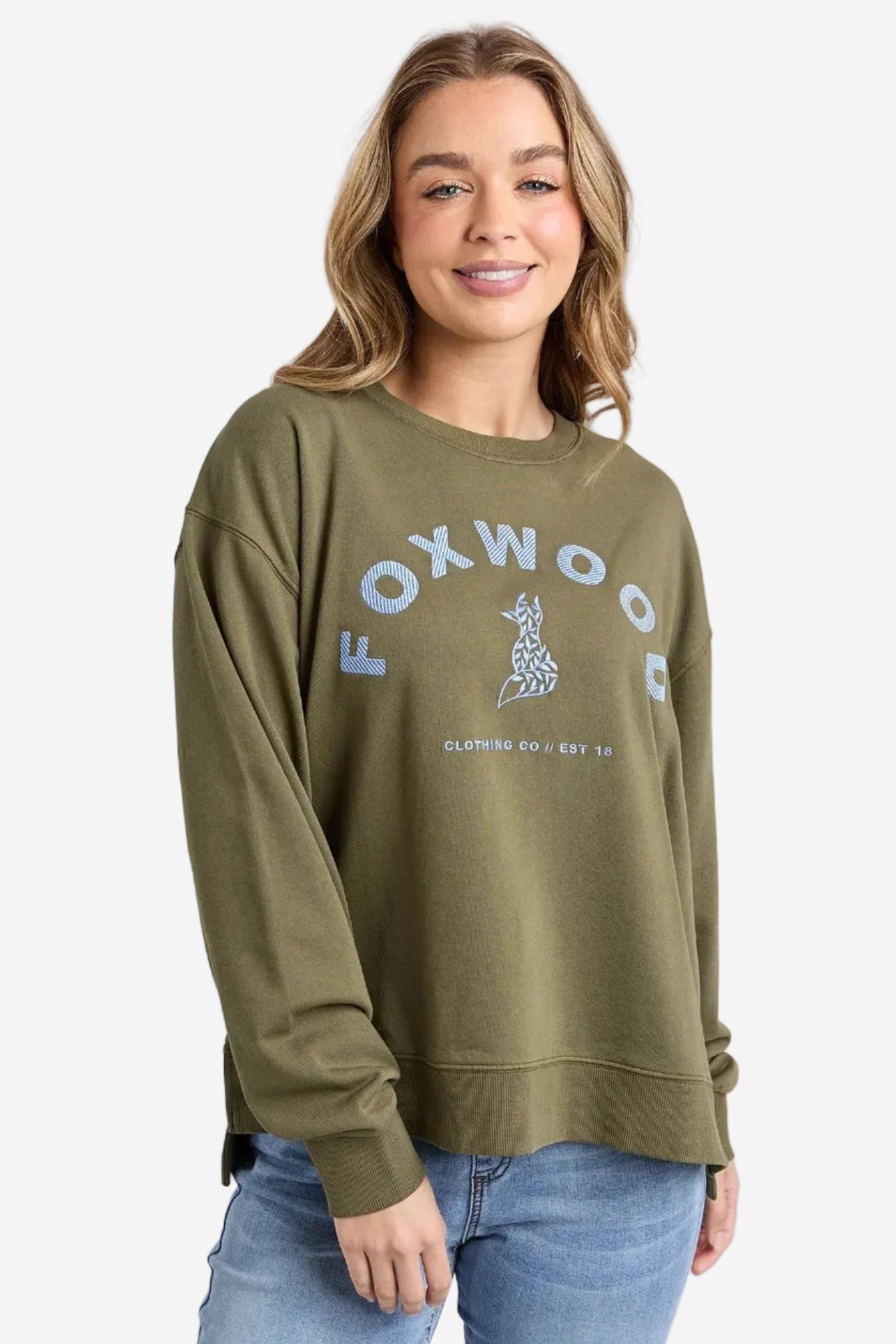 FOXWOOD EFFORTLESS CONTRAST CREW - MOSS - THE VOGUE STORE