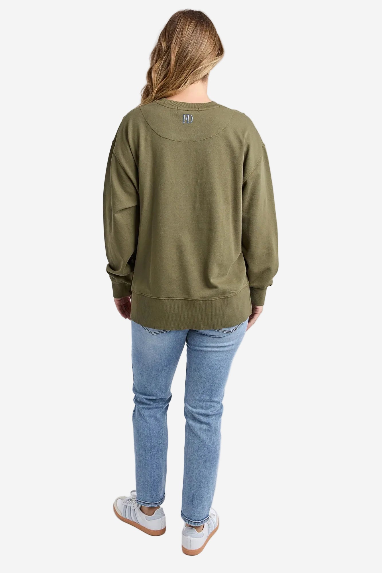 FOXWOOD EFFORTLESS CONTRAST CREW - MOSS - THE VOGUE STORE
