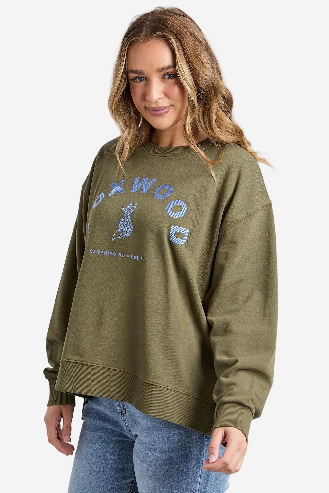 FOXWOOD EFFORTLESS CONTRAST CREW - MOSS - THE VOGUE STORE