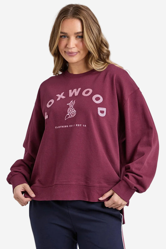 FOXWOOD EFFORTLESS CONTRAST CREW - WINE - THE VOGUE STORE