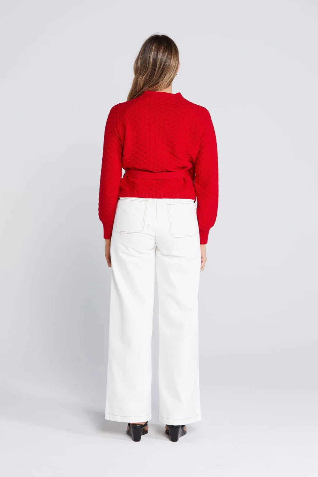 THING THING WRAPT CARDIGAN - SIZZLING SCARLET - THE VOGUE STORE