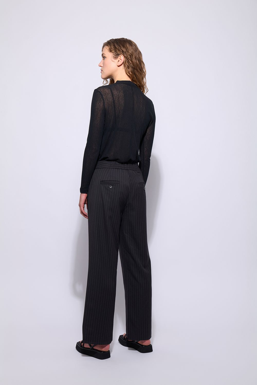 NERIS THE HEPBURN PANT - EBONY STRIPE - THE VOGUE STORE