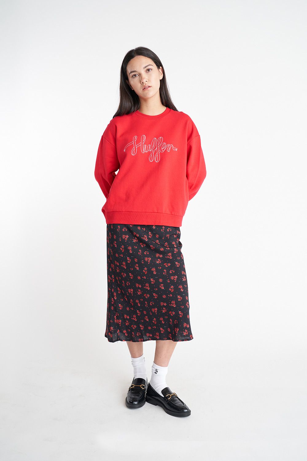 HUFFER SLOUCH CREW 350/BOW - CHERRY - THE VOGUE STORE