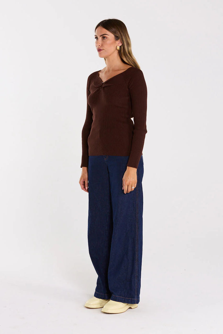 THING THING LOOP LONGSLEEVE - CHOCOLATE - THE VOGUE STORE
