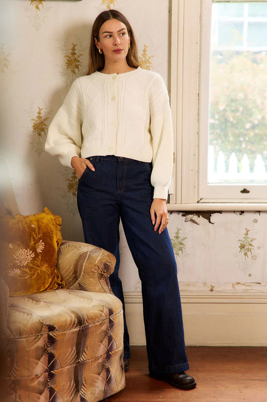 THING THING FLOURISH CARDIGAN - MILKY BAR - THE VOGUE STORE
