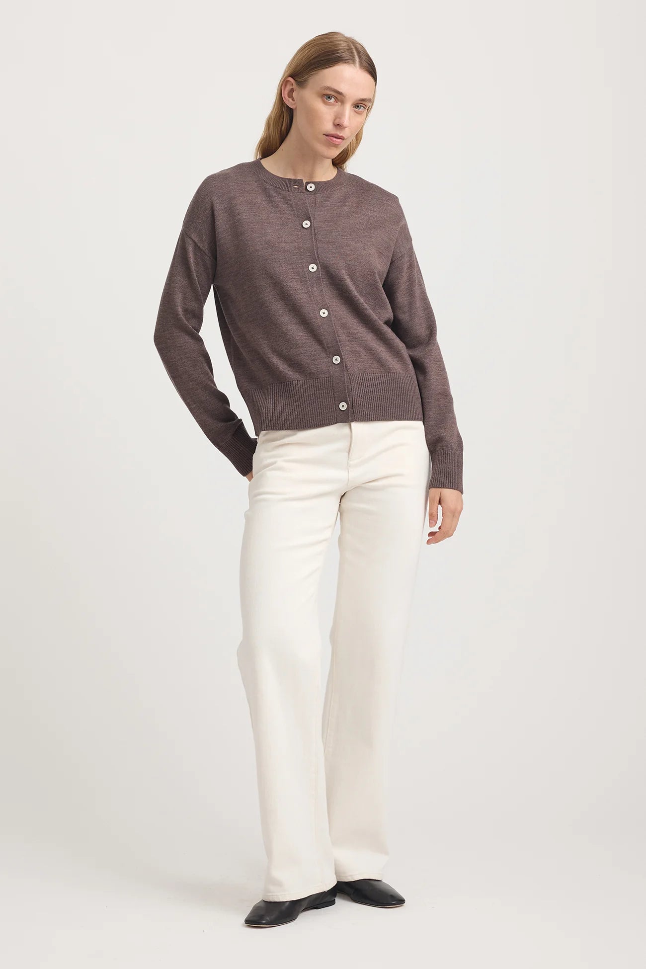 TOORALLIE FINE KNIT CARDIGAN - MOCHA - THE VOGUE STORE