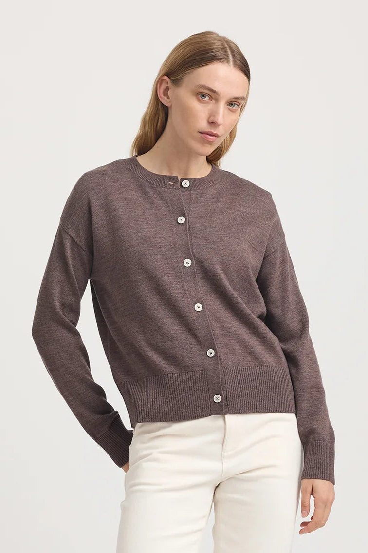 TOORALLIE FINE KNIT CARDIGAN - MOCHA - THE VOGUE STORE