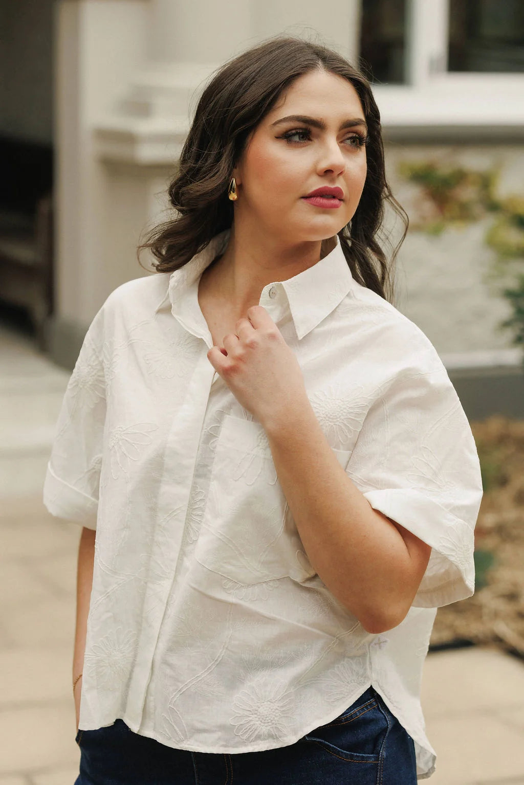 HOMELEE RUBY SHIRT - WHITE FLORA - THE VOGUE STORE