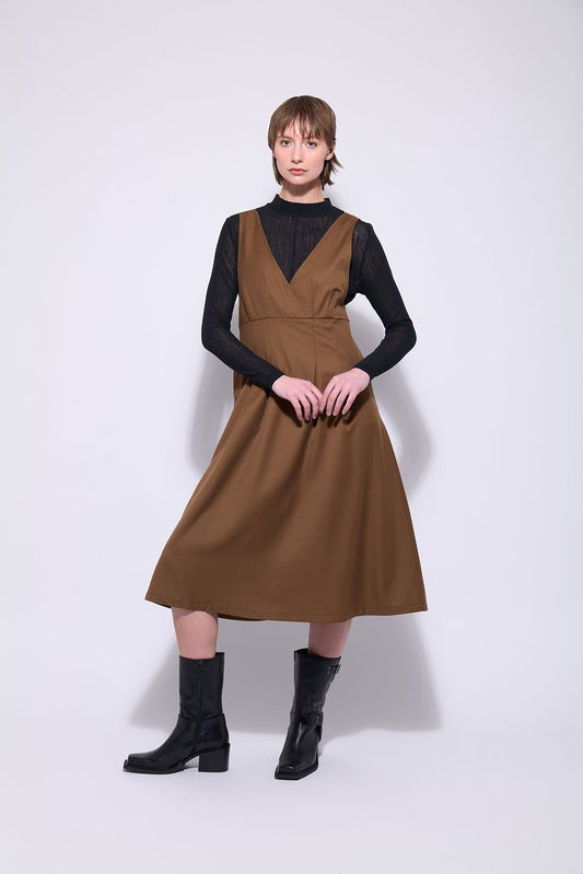NERIS THE HEPBURN PINAFORE - ANTIQUE - THE VOGUE STORE