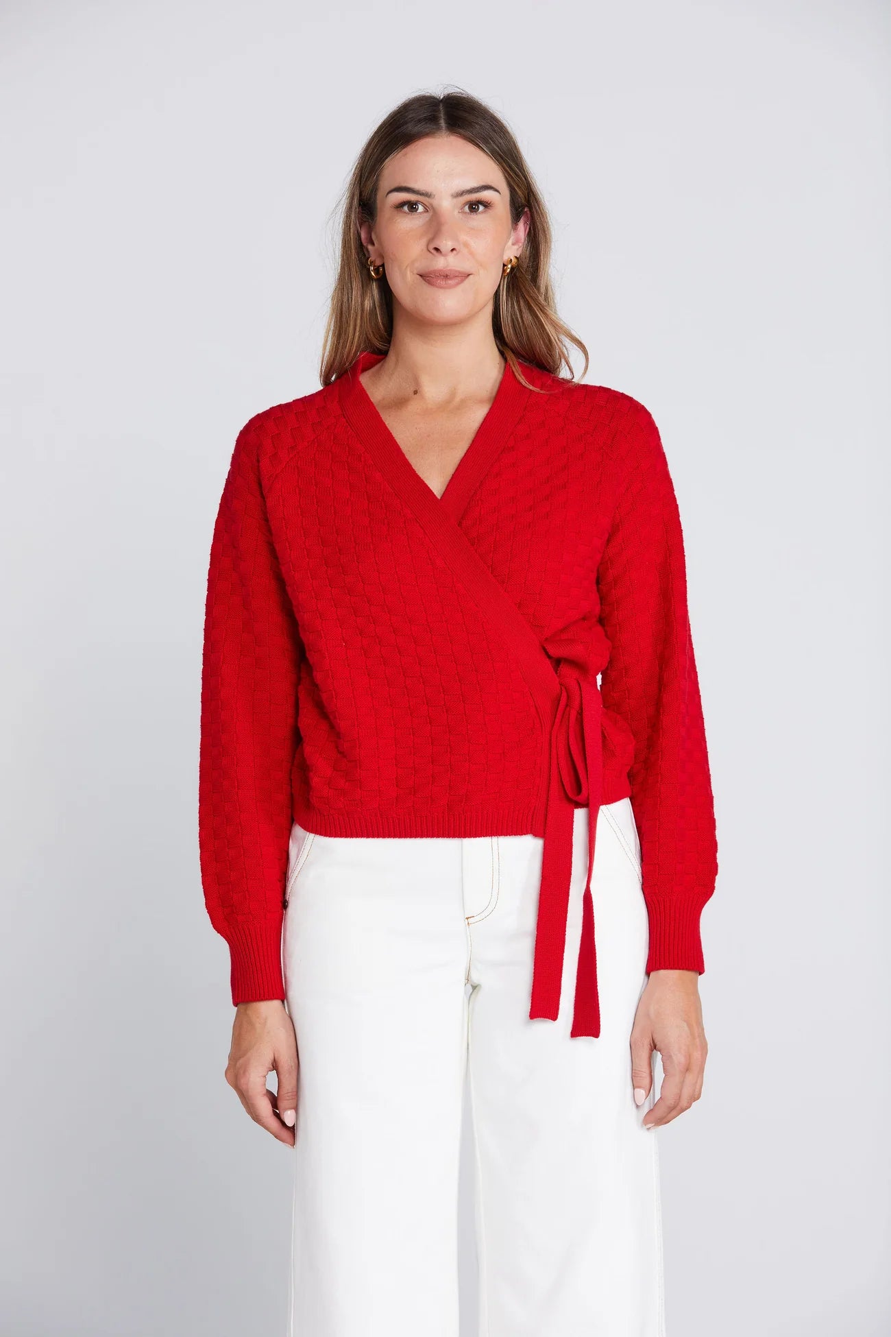 THING THING WRAPT CARDIGAN - SIZZLING SCARLET - THE VOGUE STORE