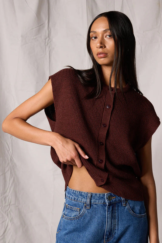 SILENT THEORY ELARA VEST TOP - CHERRY - THE VOGUE STORE