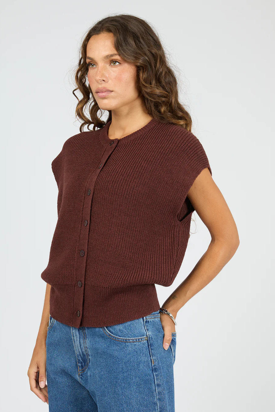 SILENT THEORY ELARA VEST TOP - CHERRY - THE VOGUE STORE