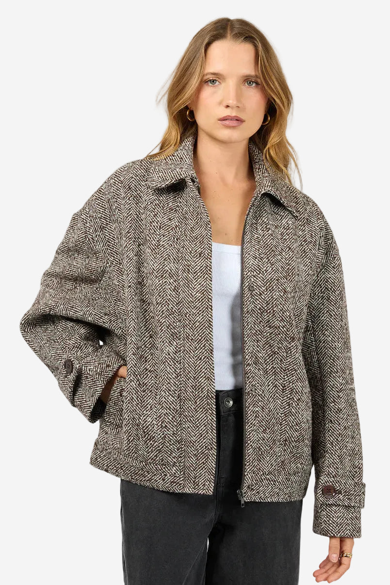 SILENT THEORY ASHER JACKET - CHOCOLATE - THE VOGUE STORE