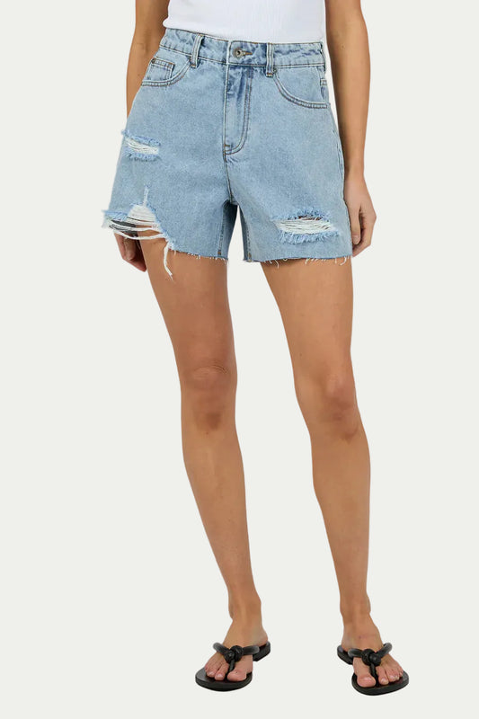 SILENT THEORY KYIA SHORT DESTROYED - LIGHT BLUE - THE VOGUE STORE
