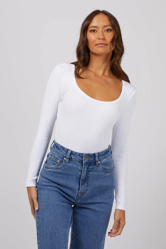 SILENT THEORY HAZEL LONG SLEEVE - WHITE - THE VOGUE STORE