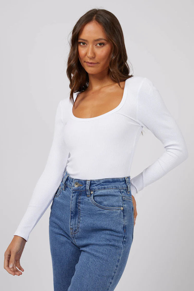 SILENT THEORY HAZEL LONG SLEEVE - WHITE - THE VOGUE STORE