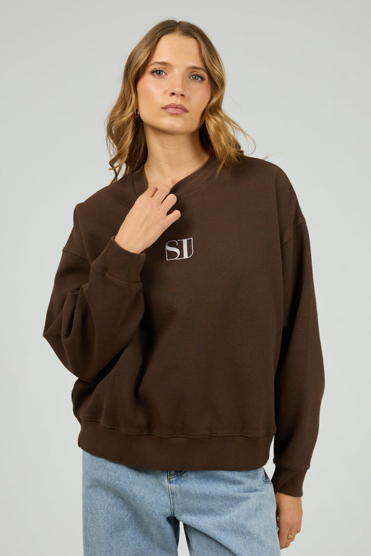 SILENT THEORY LUXE CREW - CHOCOLATE - THE VOGUE STORE